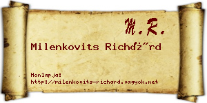 Milenkovits Richárd névjegykártya